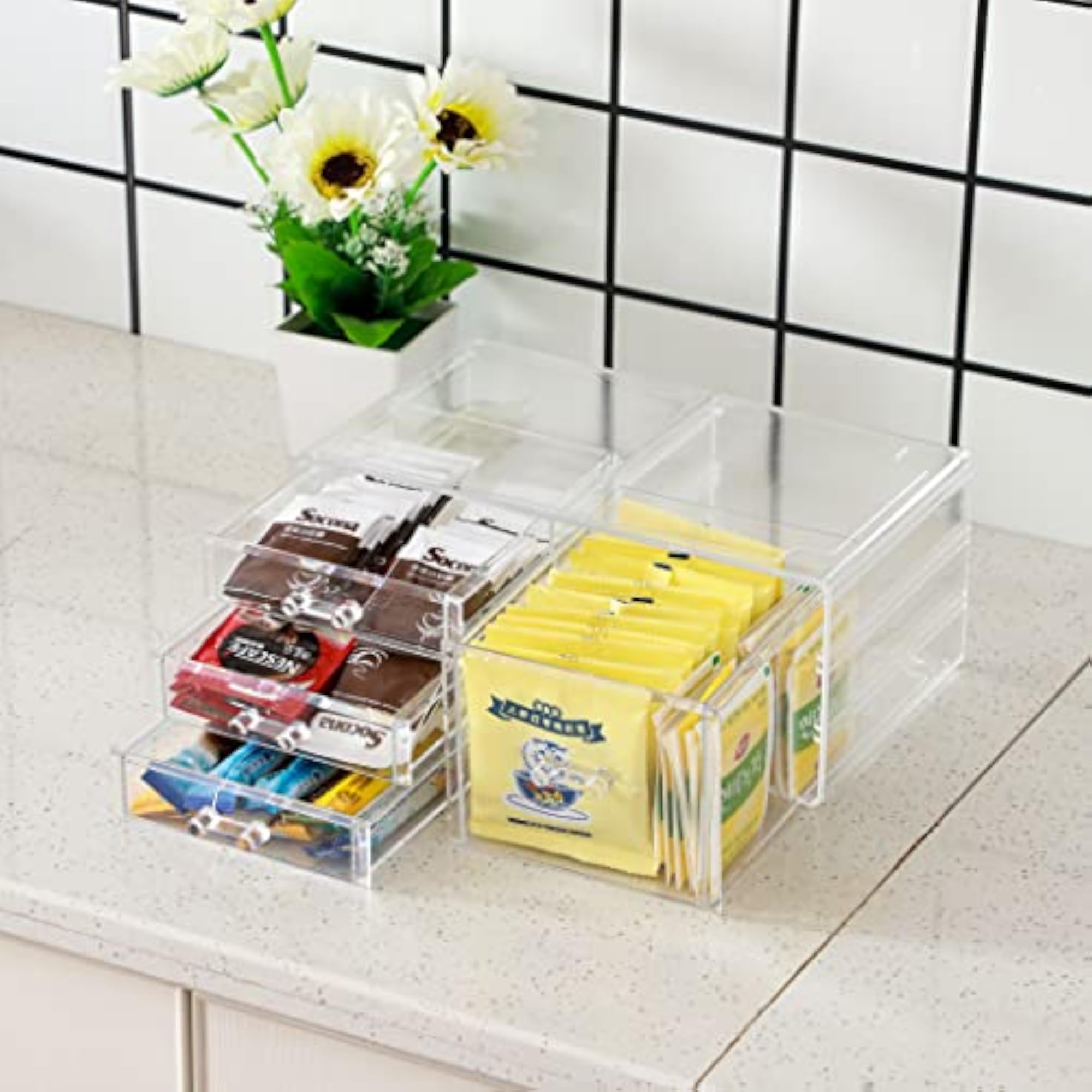 Clear Organizing Containers, 4 Drawers Stackable